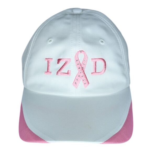 Izod Women's Breast Cancer Awareness Pink White Ribbon Strapback Hat - Picture 1 of 7